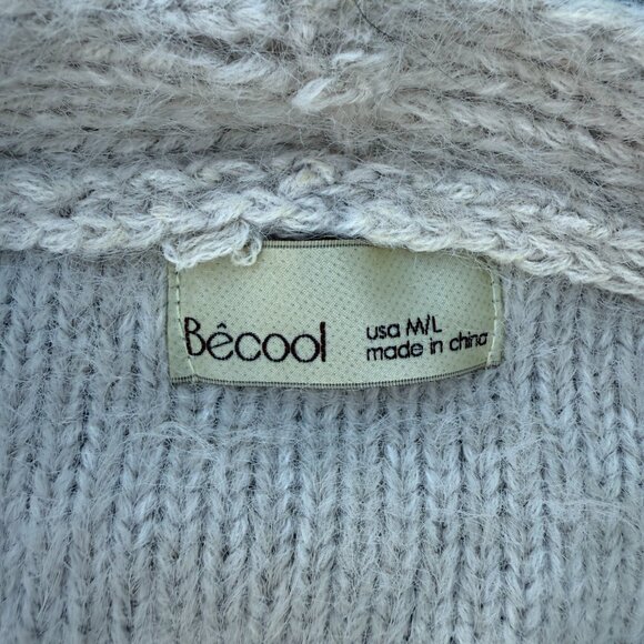 BeCool Women's Soft Fuzzy Open Cardigan Sweater Long Sleeve Pockets Sz M/L - Picture 3 of 7